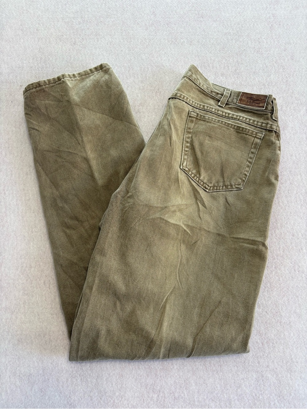 L.L. Bean Men's Olive/Tan Cotton made in USA chino pants canvas